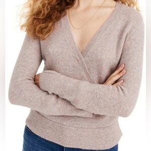 🫟🌺 Madewell Wrap Front Merino/Alpaca Wool Blend Sweater Boysenberry S EUC